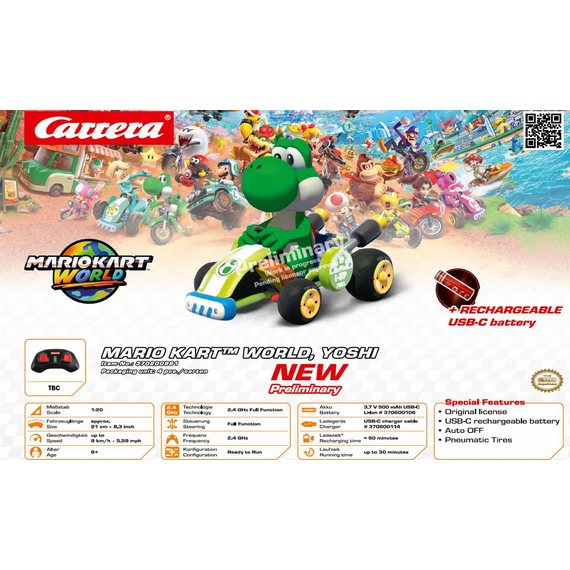MARIO KART WORLD - Yoshi - RC 1/20 21cm