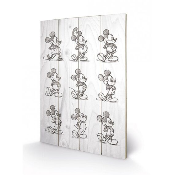 DISNEY - Printing on wood 40X59 - Mickey Mouse Multi Black / White