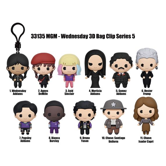 WEDNESDAY - Series 5 - 3D Foam Bag Clip (Display 24 Pcs)
