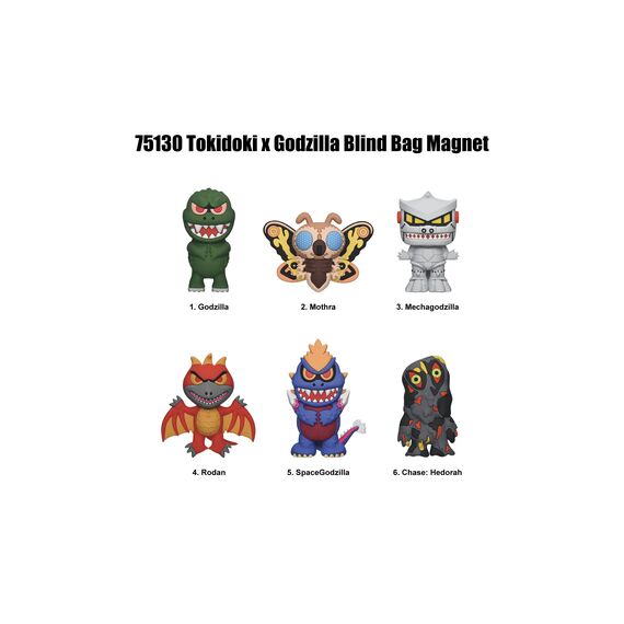 TOKIDOKI X GODZILLA- 1 -3D Foam Magnets in blind bags (Display 12 Pcs)