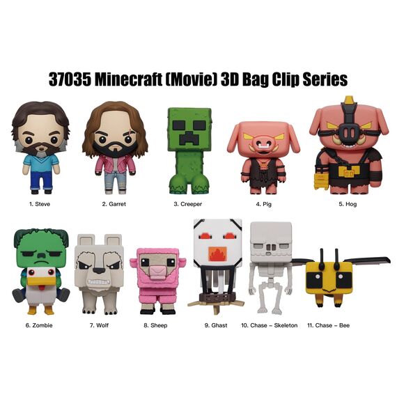 MINECRAFT MOVIE - Series 1 - 3D Foam Bag Clip (Display 24 Pcs)