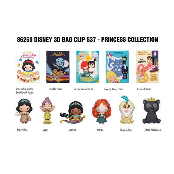 DISNEY PRINCESS - Series 37 - 3D Foam Bag Clip (Display 24 Pcs)