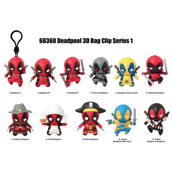 MARVEL - Deadpool Series 1 - 3D Foam Bag Clip (Display 24 Pcs)