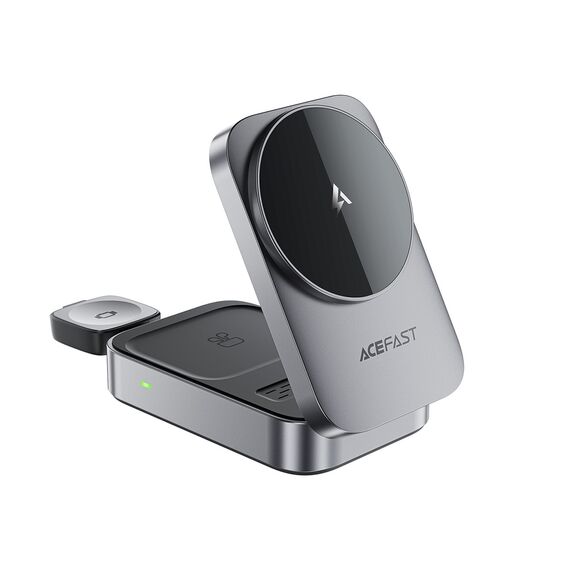 Acefast E22 3-in-1 Wireless Inductive Charging Station, MagSafe Compatible - Gray