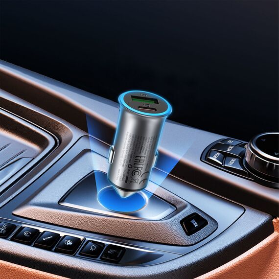 Acefast B16 95W USB-A + USB-C Car Charger - Gray