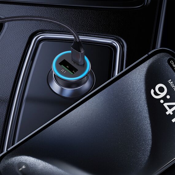 Acefast B16 95W USB-A + USB-C Car Charger - Gray