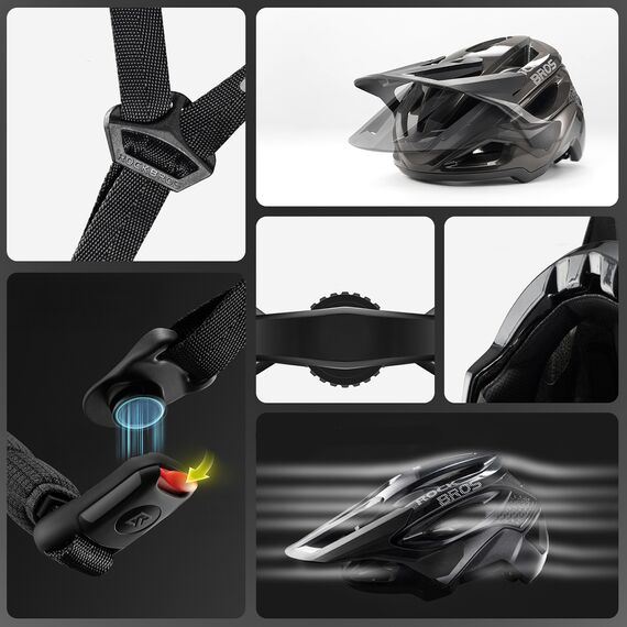 Rockbros LK-99 Mountain Bike Helmet with Adjustable Visor and Magnetic Closure 58-62 cm - Black