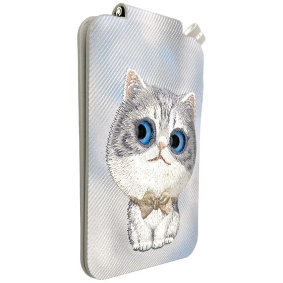 Portfel Magnetyczny Nimmy New Big-Eye Cute Pets 2.0 Cat ze stojakiem na telefon - szary