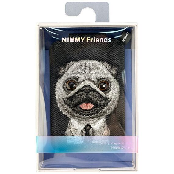 Portfel Magnetyczny Nimmy New Big-Eye Cute Pets 2.0 Dog ze stojakiem na telefon - czarny