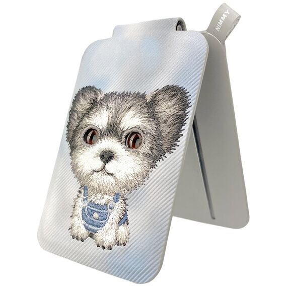 Portfel Magnetyczny Nimmy New Big-Eye Cute Pets 2.0 Dog ze stojakiem na telefon - szary