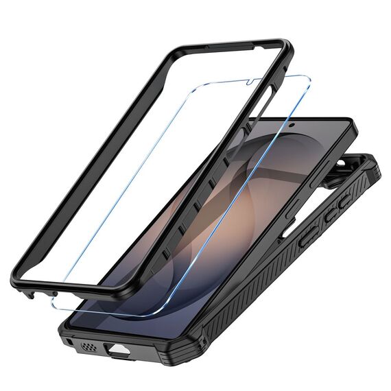 Etui Tech-Protect MagBlast MagSafe + szkło hartowane 2-Pack na Samsung Galaxy S26 Ultra - czarno-pomarańczowe