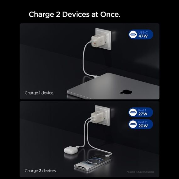 Ładowarka sieciowa Spigen Essential EE472EU-GAN 2-Porty 47 W - tytanowa