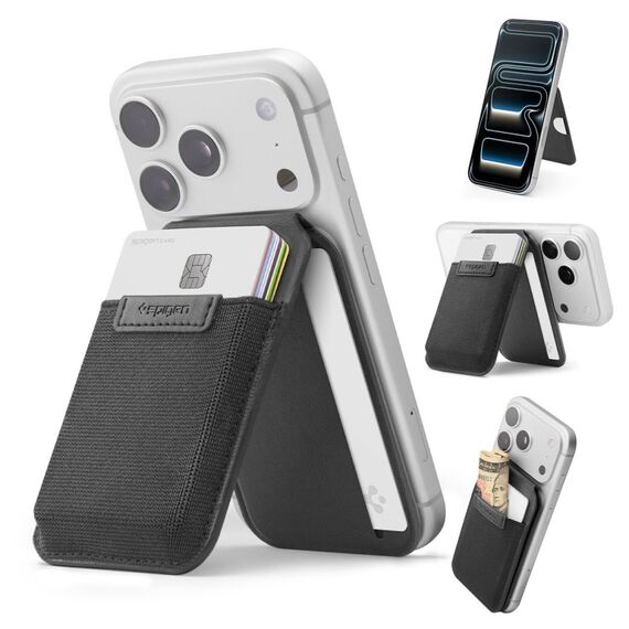 Portfel Spigen Slim Fold S314-4 MagSafe na telefon - czarny
