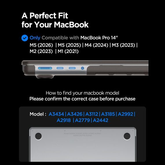 Etui Spigen AirSkin na MacBook Pro 14" 2021 / 2023 / 2024 / 2025 / 2026 - półprzezroczyste