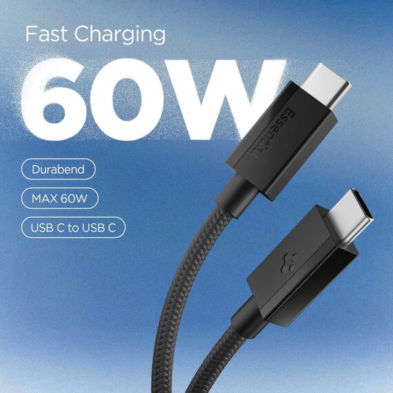 Kabel Spigen Essential EB6015CC USB-C 60W 150 cm - czarny