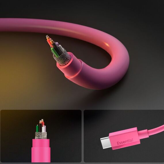 Kabel Spigen Essential EB6015CC USB-C 60W 100 cm - różowy