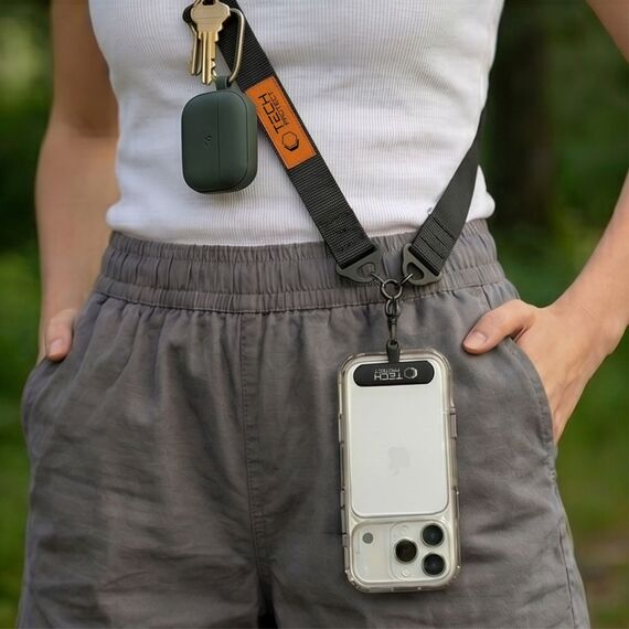 Smycz Tech-Protect C9S Rope Crossbody do telefonu - czarno-pomarańczowa