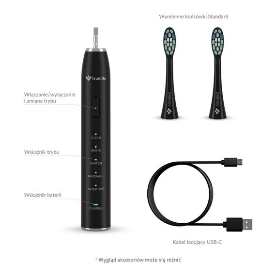 TrueLife SonicBrush Clean30 Black Adult Oscillating toothbrush