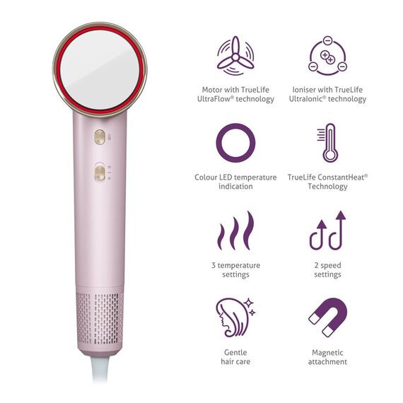 TrueLife HairDryer D6 hair dryer 1600 W Rose