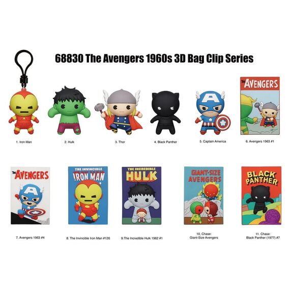 Marvel 3D PVC Bag Clips Series 1 Avengers 60th Comic Covers Blind Bag Display (24)