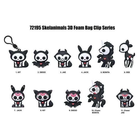 Skelanimals 3D PVC Bag Clips Series 1 Blind Bag Display (24)