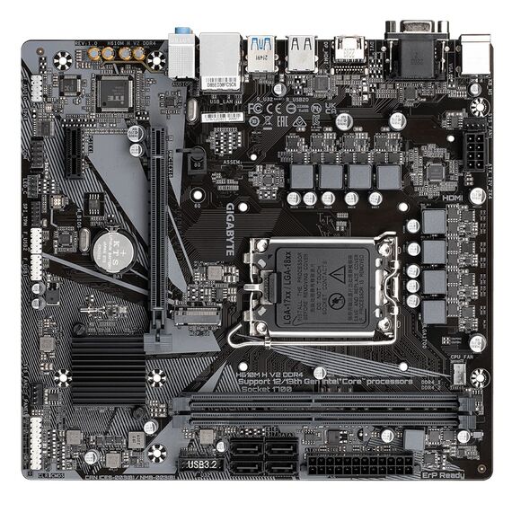 GIGABYTE H610M H V2 DDR4 Motherboard - Supports Intel Core 14th CPUs, 6+1+1 Hybrid Digital VRM, up to 3200MHz DDR4 (OC), 1xPCIe 3.0 M.2, GbE LAN, USB 3.2 Gen 1
