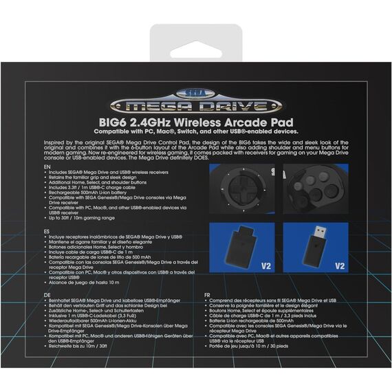 Retro-Bit - SEGA MD 2.4G BIG6 Gamepad / Nintendo Switch
