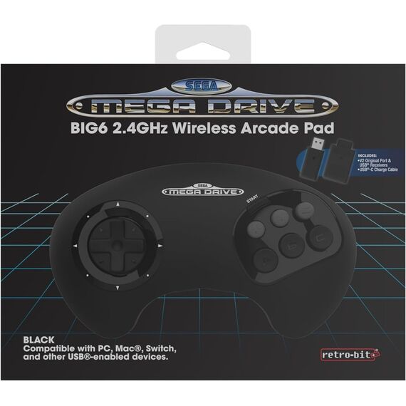 Retro-Bit - SEGA MD 2.4G BIG6 Gamepad / Nintendo Switch