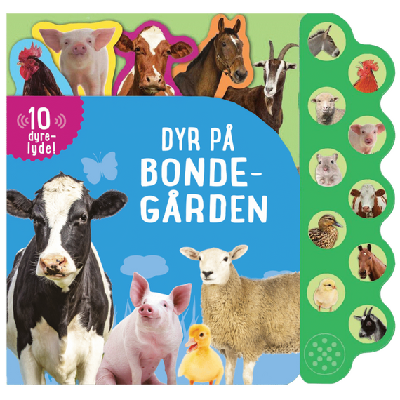 Stor papbog m/10 lyde: Dyr på bondegården / Toys