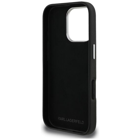 Karl Lagerfeld FW Grained Karl &amp; Choupette Heads Pins Case for iPhone 16 Pro - Black
