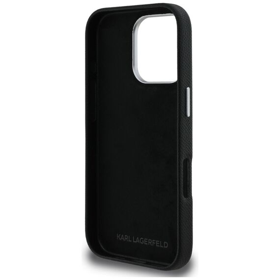 Karl Lagerfeld FW Grained Signature Logo Case for iPhone 16 Pro Max - Black
