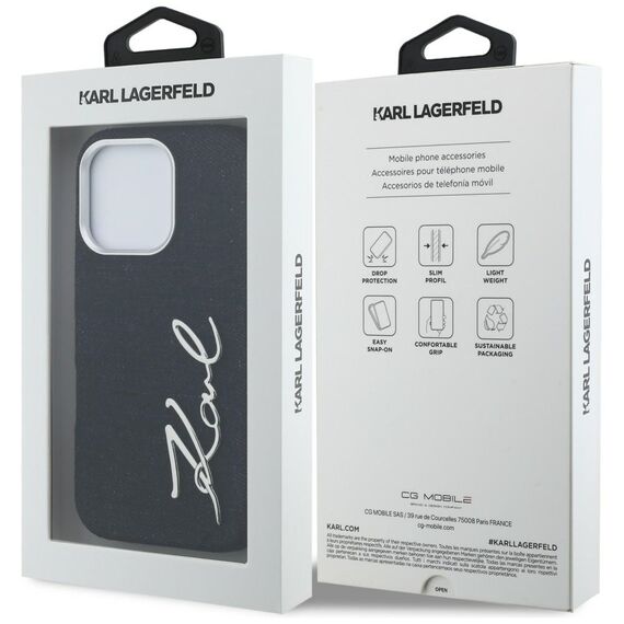 Karl Lagerfeld FW Jeans Signature Logo iPhone 16 Pro Case - Black