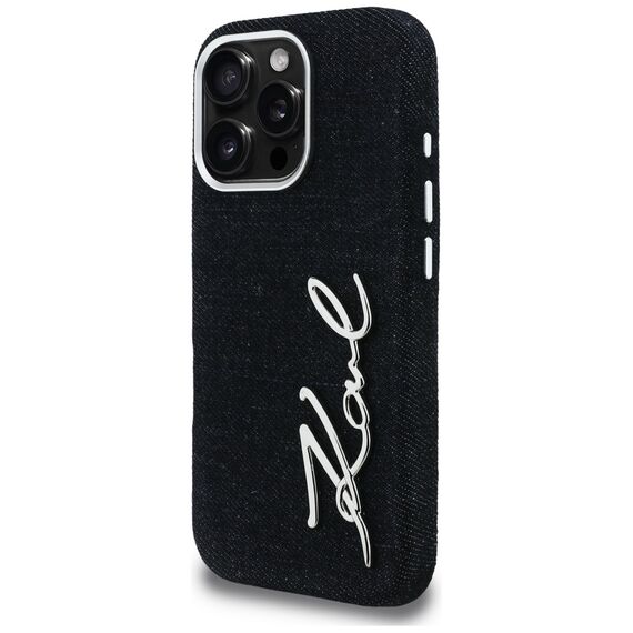 Karl Lagerfeld FW Jeans Signature Logo iPhone 16 Pro Max Case - Black