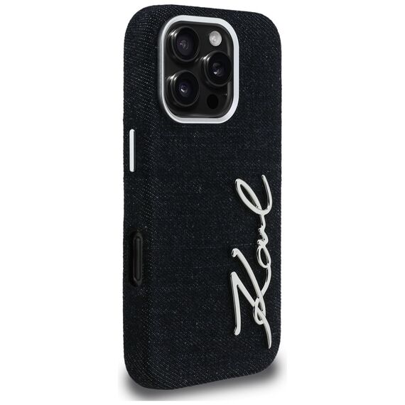 Karl Lagerfeld FW Jeans Signature Logo iPhone 16 Pro Max Case - Black
