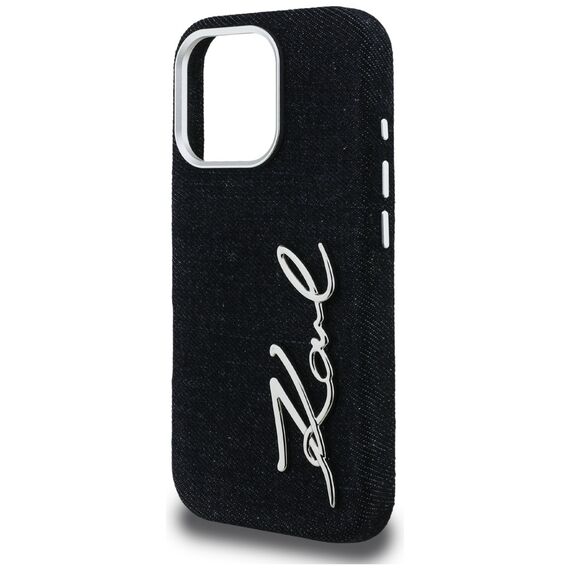 Karl Lagerfeld FW Jeans Signature Logo iPhone 16 Pro Max Case - Black