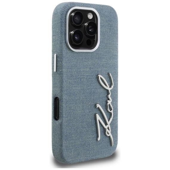 Karl Lagerfeld FW Jeans Signature Logo iPhone 16 Pro Max Case - Blue