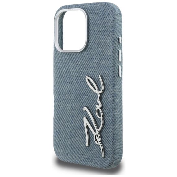 Karl Lagerfeld FW Jeans Signature Logo iPhone 16 Pro Case - Blue