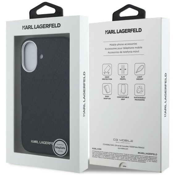 Karl Lagerfeld FW Stamped Karl MagSafe iPhone 16 Case - Black