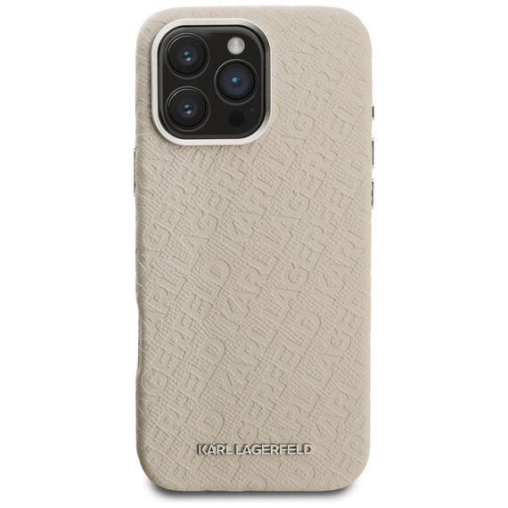 Karl Lagerfeld FW Stamped Karl MagSafe Case for iPhone 16 Pro - Beige