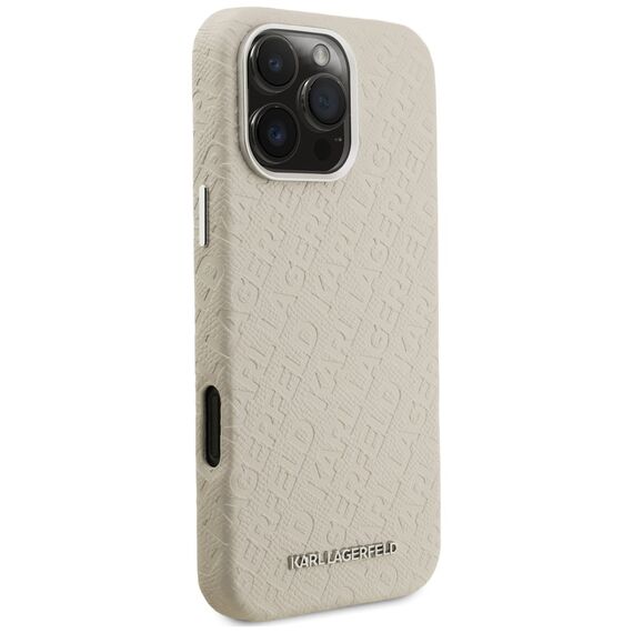 Karl Lagerfeld FW Stamped Karl MagSafe Case for iPhone 16 Pro - Beige