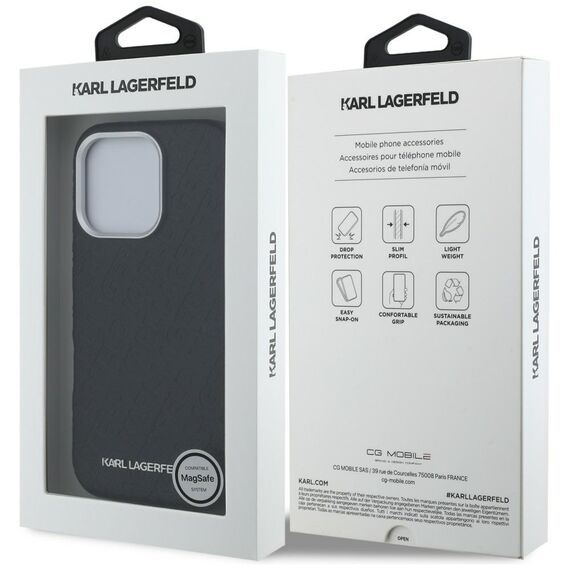 Karl Lagerfeld FW Stamped Karl MagSafe Case for iPhone 16 Pro - Black