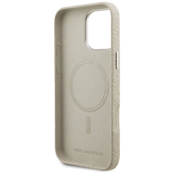 Karl Lagerfeld FW Stamped Karl MagSafe Case for iPhone 16 Pro Max - Beige