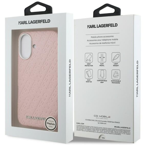 Karl Lagerfeld FW Stamped Karl MagSafe iPhone 16 Case - Pink