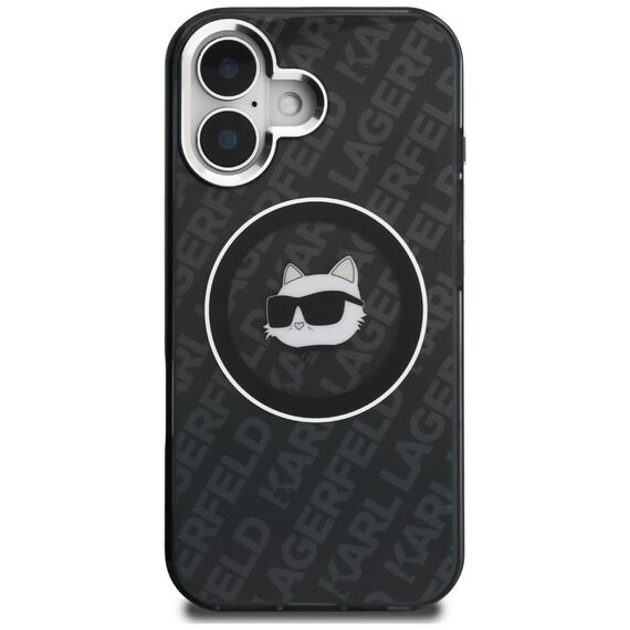 Karl Lagerfeld IML Choupette Head Logo MagSafe Case for iPhone 16 - Black