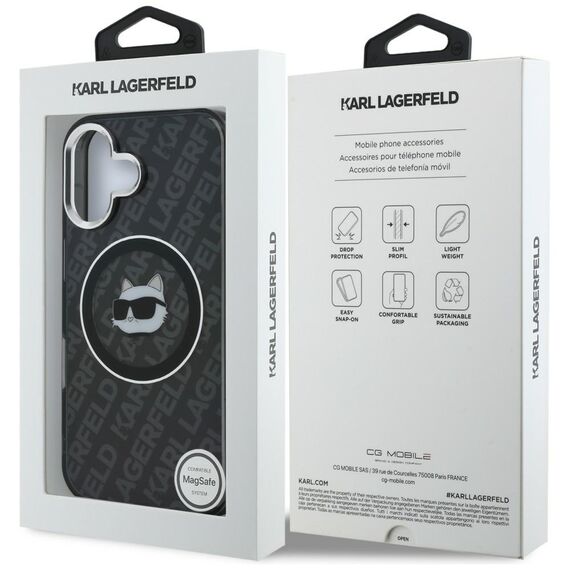 Karl Lagerfeld IML Choupette Head Logo MagSafe Case for iPhone 16 - Black