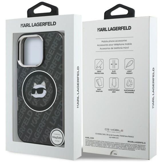 Karl Lagerfeld IML Choupette Head Logo MagSafe Case for iPhone 16 Pro Max - Black