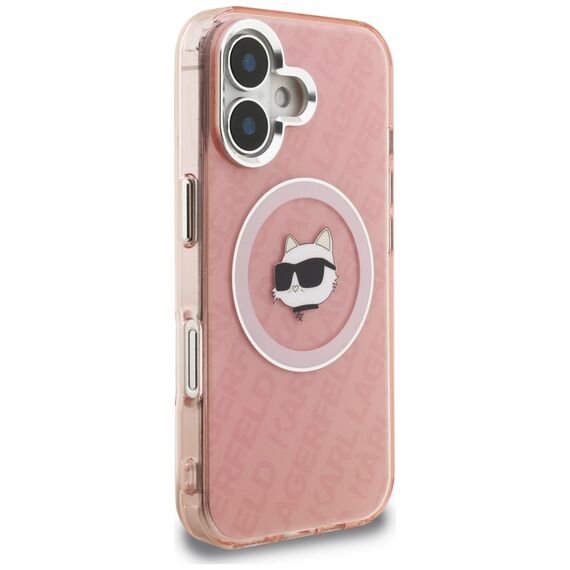 Karl Lagerfeld IML Choupette Head Logo MagSafe iPhone 16 Case - Pink