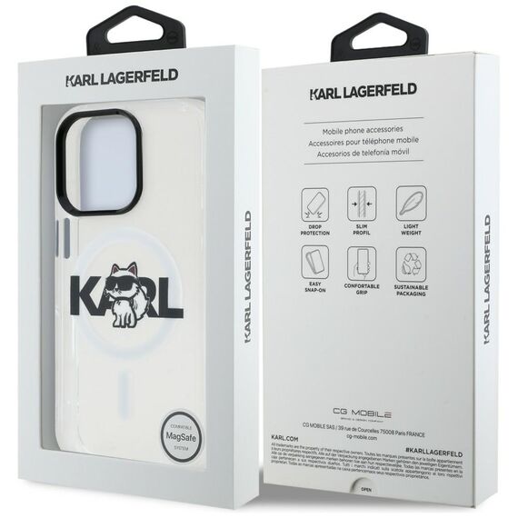 Karl Lagerfeld IML Choupette Sketch Logo MagSafe Case for iPhone 16 Pro Max - Clear