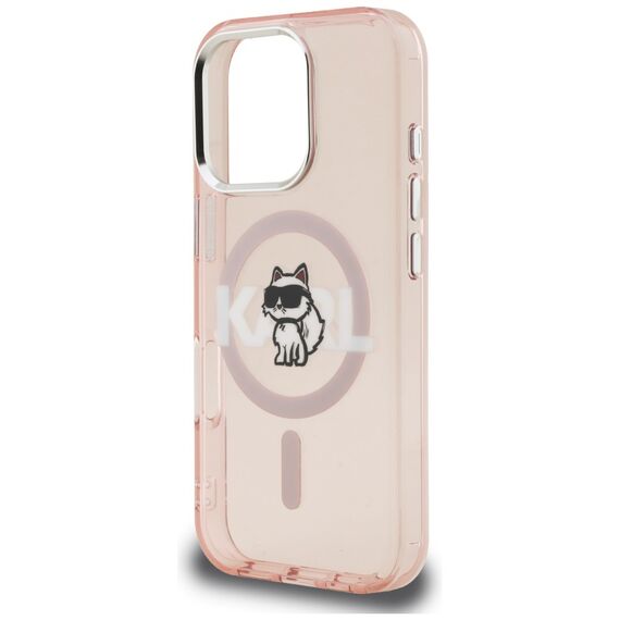 Karl Lagerfeld IML Choupette Sketch Logo MagSafe Case for iPhone 16 Pro Max - Pink