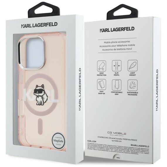 Karl Lagerfeld IML Choupette Sketch Logo MagSafe Case for iPhone 16 Pro Max - Pink